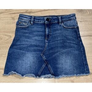 DL1961 Girls Size 16 Blue Jenny Mini Jean Denim Skirt DL Performance Raw Hem
